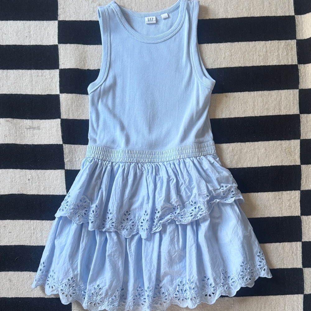 GAP Light Blue Ruffled Kids Dress Size L